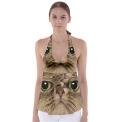 Cute Persian Cat Face In Closeup Babydoll Tankini Top by Amaryn4rt