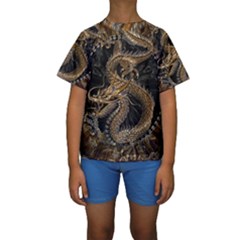 Dragon Pentagram Kids  Short Sleeve Swimwear