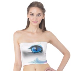 Cute White Cat Blue Eyes Face Tube Top