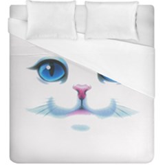 Cute White Cat Blue Eyes Face Duvet Cover (king Size)