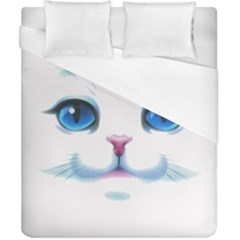 Cute White Cat Blue Eyes Face Duvet Cover (california King Size)