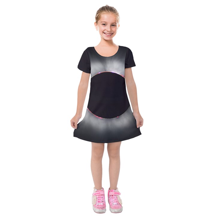 Solar Eclipse Kids  Short Sleeve Velvet Dress