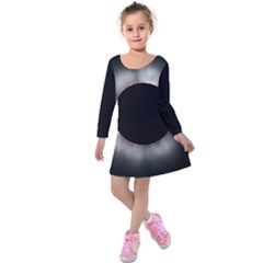 Solar Eclipse Kids  Long Sleeve Velvet Dress