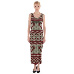 Stitched Seamless Pattern With Silhouette Of Heart Fitted Maxi Dress by Amaryn4rt