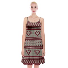 Stitched Seamless Pattern With Silhouette Of Heart Spaghetti Strap Velvet Dress by Amaryn4rt