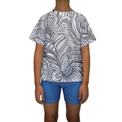 Zentangle Art Patterns Kids  Short Sleeve Swimwear