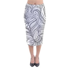 Zentangle Art Patterns Velvet Midi Pencil Skirt