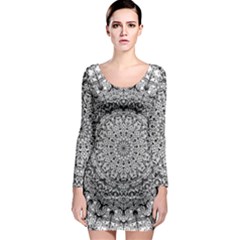 Mandala Boho Inspired Hippy Hippie Design Long Sleeve Bodycon Dress