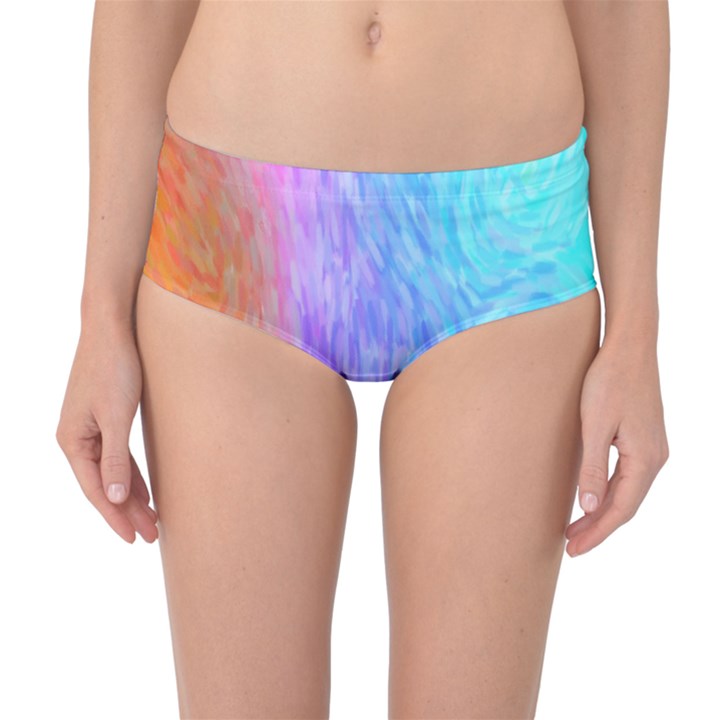 Abstract Color Pattern Textures Colouring Mid-Waist Bikini Bottoms