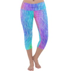 Abstract Color Pattern Textures Colouring Capri Yoga Leggings