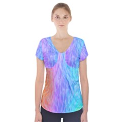 Abstract Color Pattern Textures Colouring Short Sleeve Front Detail Top by Simbadda