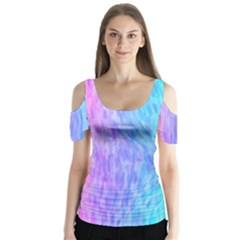 Abstract Color Pattern Textures Colouring Butterfly Sleeve Cutout Tee 