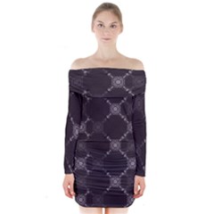 Abstract Seamless Pattern Long Sleeve Off Shoulder Dress