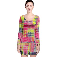 Abstract Pattern Long Sleeve Velvet Bodycon Dress by Simbadda