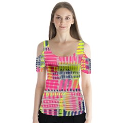 Abstract Pattern Butterfly Sleeve Cutout Tee 