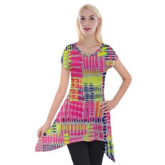 Abstract Pattern Short Sleeve Side Drop Tunic