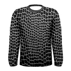 Black White Crocodile Background Men s Long Sleeve Tee by Simbadda