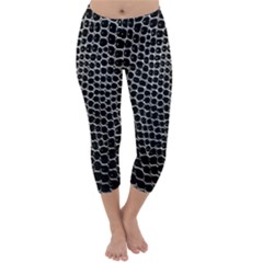 Black White Crocodile Background Capri Winter Leggings 