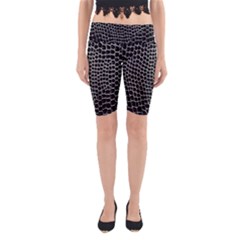 Black White Crocodile Background Yoga Cropped Leggings