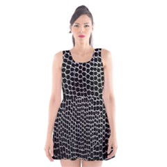 Black White Crocodile Background Scoop Neck Skater Dress