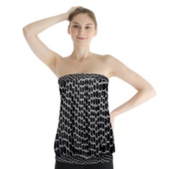 Black White Crocodile Background Strapless Top