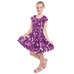 Chic Camouflage Colorful Background Kids  Short Sleeve Dress