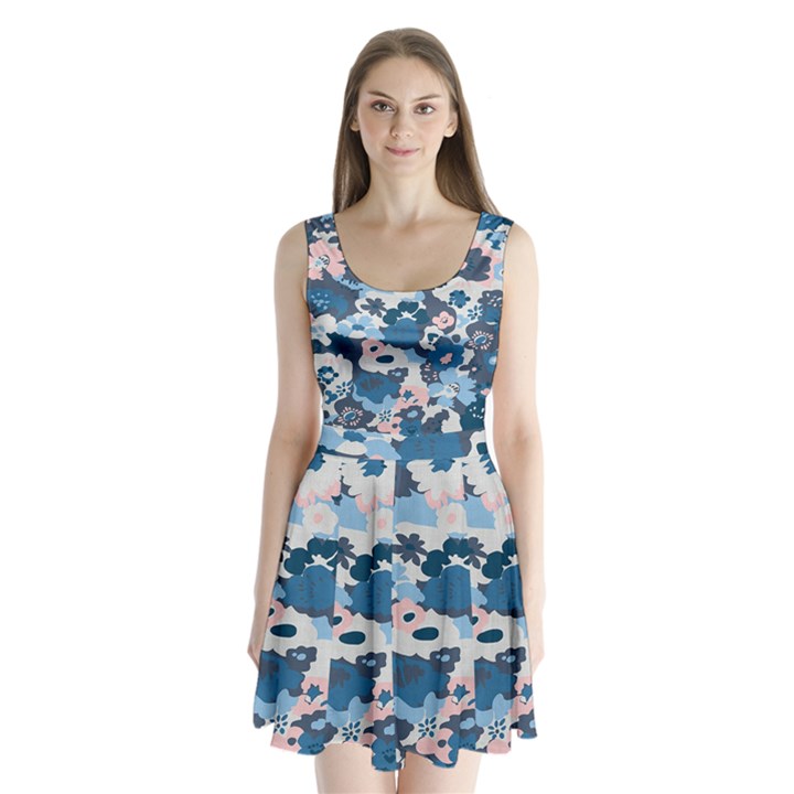 Fabric Wildflower Bluebird Split Back Mini Dress 