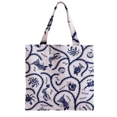 Fish Pattern Zipper Grocery Tote Bag