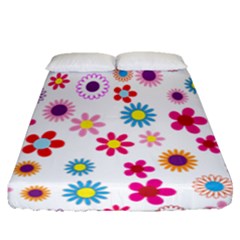 Colorful Floral Flowers Pattern Fitted Sheet (queen Size)