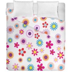 Colorful Floral Flowers Pattern Duvet Cover Double Side (california King Size)