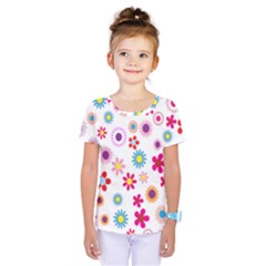 Colorful Floral Flowers Pattern Kids  One Piece Tee