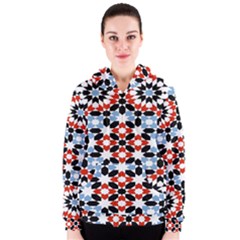 Morrocan Fez Pattern Arabic Geometrical Women s Zipper Hoodie by Simbadda