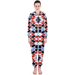 Morrocan Fez Pattern Arabic Geometrical Hooded Jumpsuit (ladies)  by Simbadda