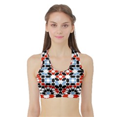 Morrocan Fez Pattern Arabic Geometrical Sports Bra With Border