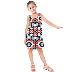 Morrocan Fez Pattern Arabic Geometrical Kids  Sleeveless Dress