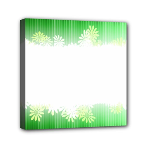 Green Floral Stripe Background Mini Canvas 6  X 6 