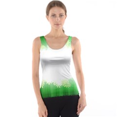 Green Floral Stripe Background Tank Top by Simbadda