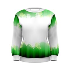 Green Floral Stripe Background Women s Sweatshirt