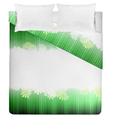 Green Floral Stripe Background Duvet Cover Double Side (queen Size)