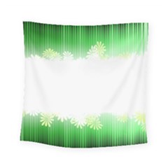 Green Floral Stripe Background Square Tapestry (small)