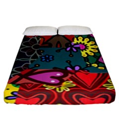 Patchwork Collage Fitted Sheet (king Size) by Simbadda