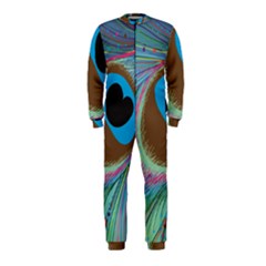 Peacock Feather Lines Background Onepiece Jumpsuit (kids)