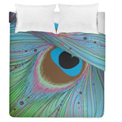 Peacock Feather Lines Background Duvet Cover Double Side (queen Size) by Simbadda