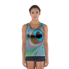 Peacock Feather Lines Background Women s Sport Tank Top 