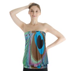 Peacock Feather Lines Background Strapless Top by Simbadda