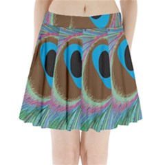 Peacock Feather Lines Background Pleated Mini Skirt