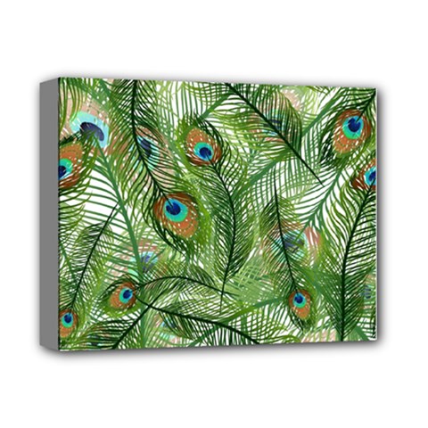 Peacock Feathers Pattern Deluxe Canvas 14  X 11  by Simbadda