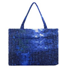 Blue Sequins Medium Zipper Tote Bag