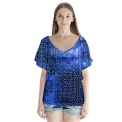 Blue Sequins Flutter Sleeve Top by boho