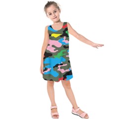 Rainbow Camouflage Kids  Sleeveless Dress by boho